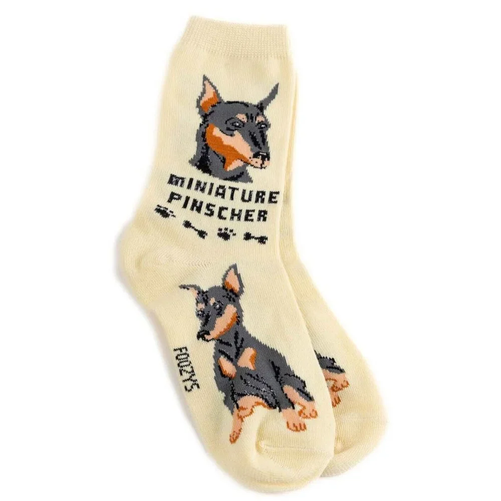 Miniature Pinscher Dog Puppy 2 Pairs Women's Foozys Canine Socks Cute Animal